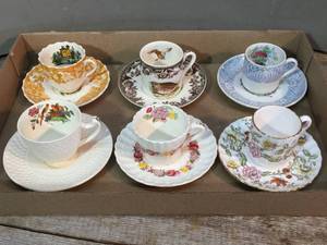 lot 208 image: 6 Bone China Cup-N-Saucers