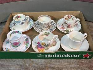 lot 209 image: 6 Bone China Cup-N-Saucers