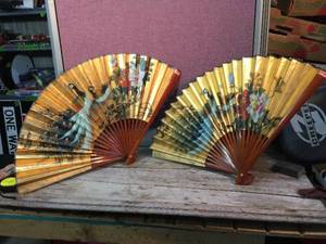 lot 214 image: 2 Large Oriental Fans