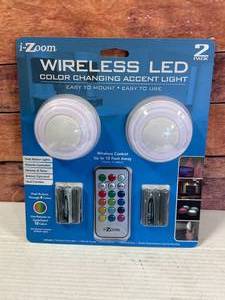 lot 55 image: New 2 Pack Wireless Color Changing Puck Lights