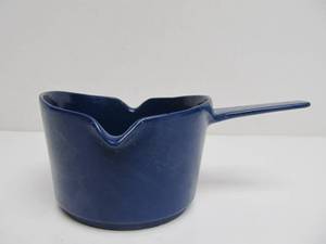 lot 33 image: Mid Century COPCO Denmark Enameled Cast Iron Sauce Pot