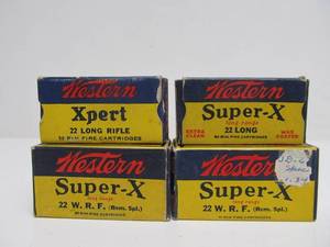 lot 36 image: 4 Vintage NOS Boxes of .22 Rifle Ammo