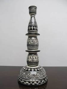 lot 52 image: Wonderful Vintage Dated 1941 Moroccan Terra Cotta Pottery Lamp