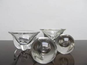 lot 57 image: Mid Century Scandinavian GlassCrystal Ball Votives & Bowls