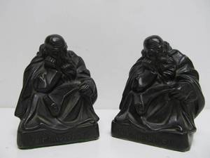 lot 102 image: Vintage Set Of S. Morani Ye Philosopher Bronze Armour Bookends
