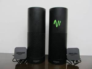 lot 112 image: 2 Working Amazon Echo Smart Speakers wCords