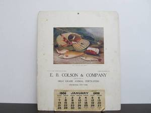 lot 14 image: Great Looking Antique 1906 Trout Fishing Advertising Calendar