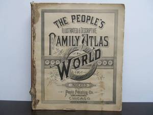 lot 16 image: Large Antique 1880s Family Atlas of The World Illustrated Book