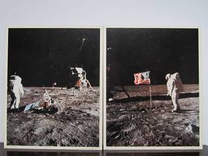 lot 19 image: Pair of LARGE Original 1960s era NASA Moon Landing Photo Displays