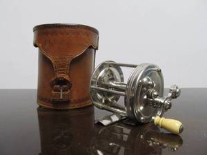 lot 23 image: Excellent Antique Saint Louis Jewelled Fishing Reel wCase