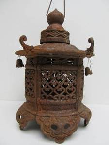 lot 137 image: Pierced Cast Iron Garden Lantern