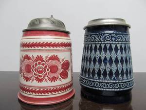 lot 142 image: 2 Excellent Vintage German Beer Steins