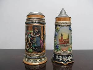 lot 144 image: Pair of Vintage German Beer Steins