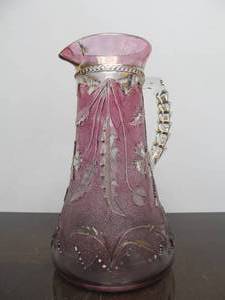 lot 145 image: Antique 1910 Delaware Ruby & Gold Glass Pitcher