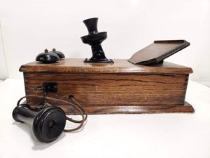 lot 214 image: Antique Oak Wall Telephone