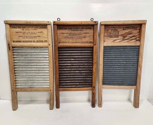 lot 222 image: 3 Primitive Antique Washboards