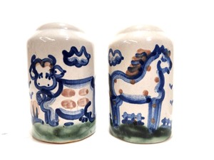 lot 242 image: 3 Large Vintaeg 1960s Signed MA HADLEY Stoneware Shakers
