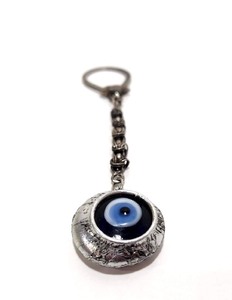 lot 244 image: Artist Made Sterling Silver & Art Glass Eyeball on Silver Chain