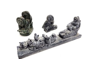 lot 249 image: Genuine Vintage Carved Stone Inuit Figures