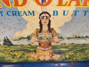 lot 253 image: Vintage Metal LAND O LAKES Indian Maiden Advertising Tray