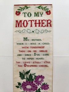 lot 258 image: Larger Antique 1880s Stevengraph Woven Silk Ribbon - To My Mother