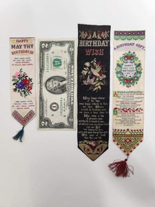 lot 260 image: 3 Excellent Antique Circa 1880 Woven Silk Stevengraphs - Birthdays