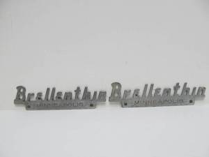 lot 191 image: Pair of Old Vintage Metal AutoCar Dealer Emblems - Brellenthin Minneapolis