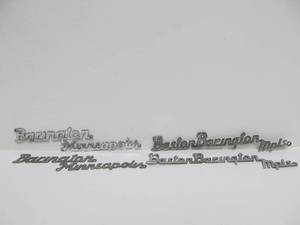 lot 193 image: 2 Pairs of Old Vintage Metal AutoCar Dealer Emblems - Barington & Baston Minneapolis