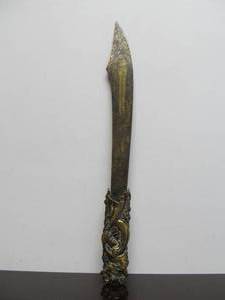 lot 278 image: Fantastic Antique Meiji Period Dramatic Japanese Brass Page Turner Knife