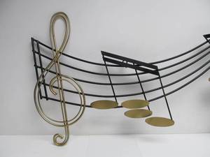 lot 291 image: LARGE Artisan House C. Jere Musical Note Metal Wall Sculpture