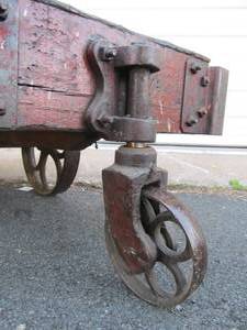 lot 299 image: Beautiful Original Antique Industrial Railroad Cart Coffee Table