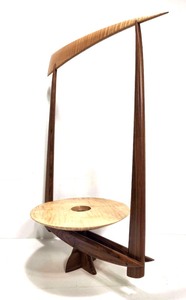 lot 2 image: Exceptional Signed Joe Kovecses Sleek Exotic Wood Ikebana Vase