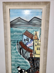 lot 3 image: Harris Strong (1920-2006) Mid Century Framed Ceramic Tile Vertical Artwork