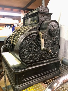 lot 1 image: Antique Brass NATIONAL Cash Register Model 442