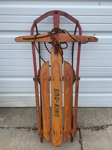 lot 316 image: Vintage Wooden SNO-KING Snow Sled