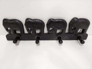 lot 308 image: Carved Wood Elephant Hat Rack