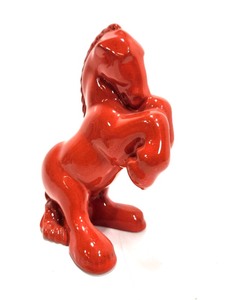 lot 325 image: Excellent Mid Century Flambe Orange Art Pottery Horse Sculpture