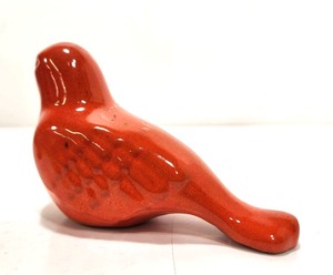lot 324 image: Excellent Mid Century Flambe Orange Art Pottery Bird Sculpture
