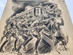 lot 321 image: Amazing Original WW1 Illustration Art Watercolor & Ink Painting by Coyle Tincher