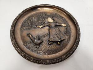 lot 376 image: Vintage Bronze Wall Plate - Uncertain Beginning by James Warren Roberts