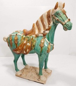lot 361 image: Fantastic HUGE Mid Century Vintage Tang Dynasty Style Terra Cotta Horse Sculpture
