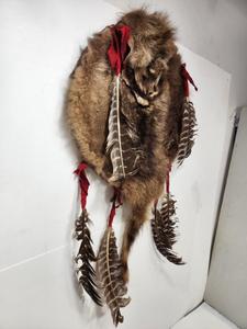 lot 373 image: Vintage Native American Sheild Display wGenuine Animal Hide