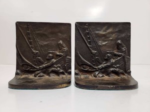 lot 367 image: Antique Iron Bookend Set - Adrift
