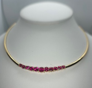 Ruby Glass Gold Collar Necklace