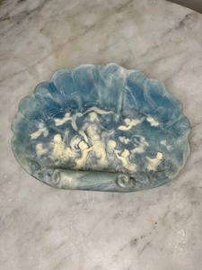 Vintage Light Blue Incolay Venus & Cherub Dish