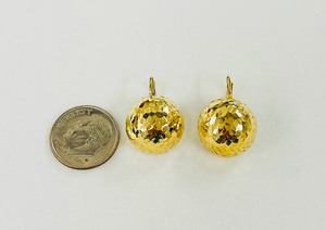 Round Hammered Hollow Lever Backs Earrings