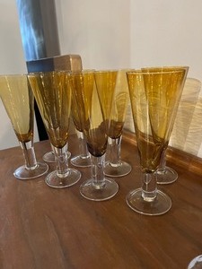 lot 23 image: Vintage Amber Glass Flutes