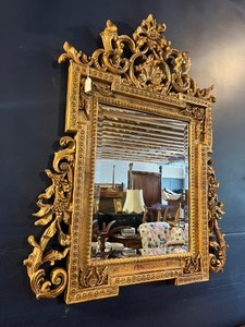 lot 8 image: Antique Ornate Gold Rectangle Mirror