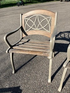lot 32 image: Heavy Metal & Wood Patio Chairs