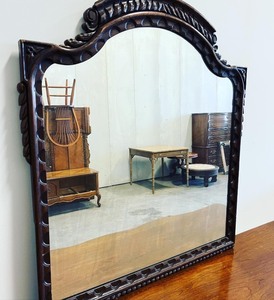 lot 61 image: Antique Solid Wood Carved Mirror